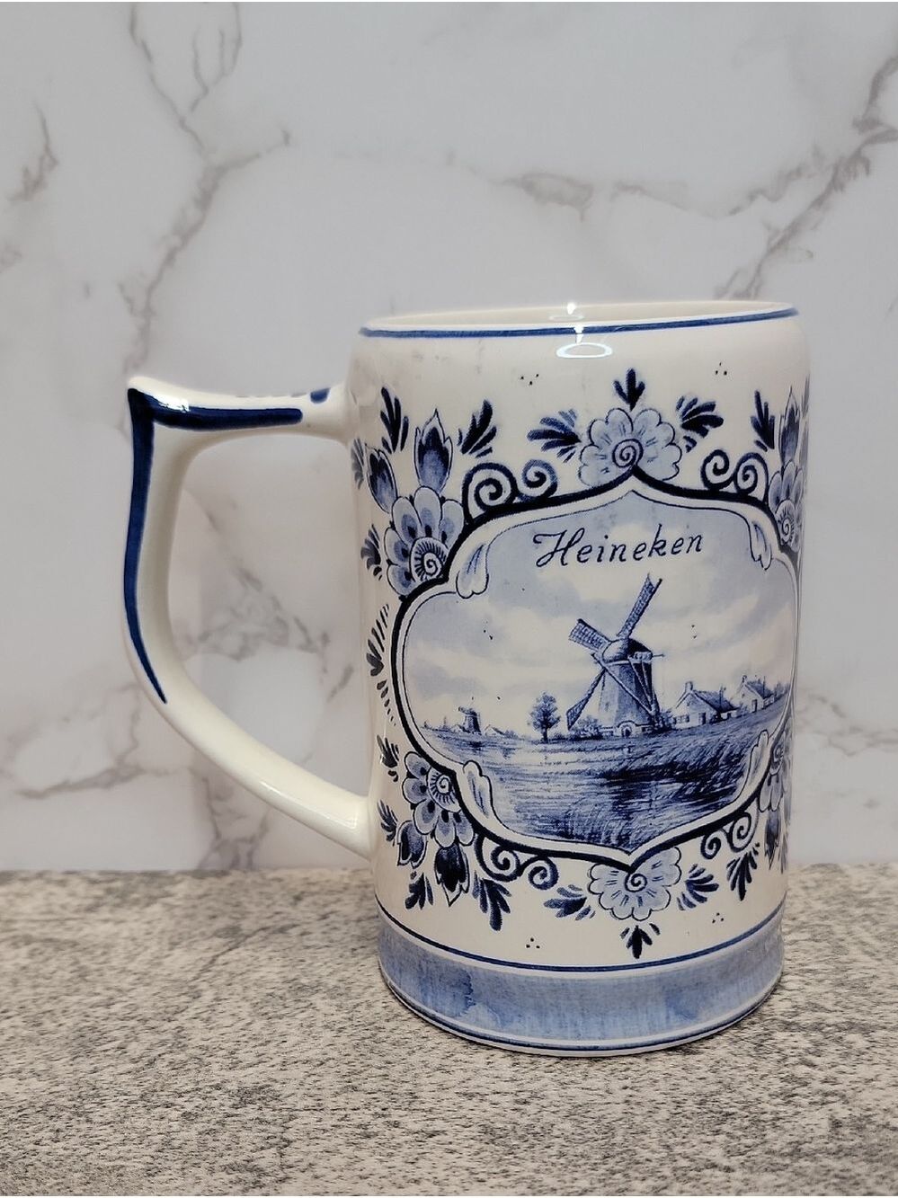 Vintage Heineken Blue Delft Ceramic Beer Stein Mug from Holland - Picture 2 of 11